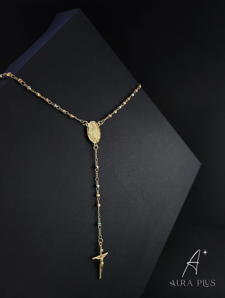 Tri-Color Mary & Crucifix Rosary