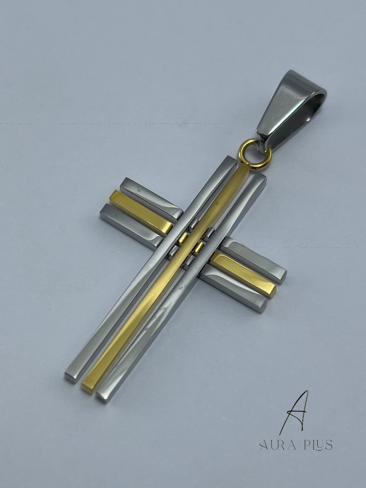 Silver & Gold Parallel Lines Cross