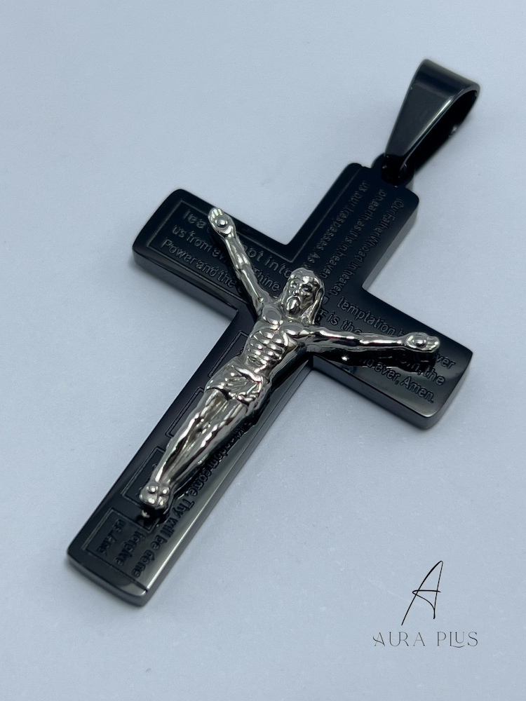 Obsidian Scripture Crucifix