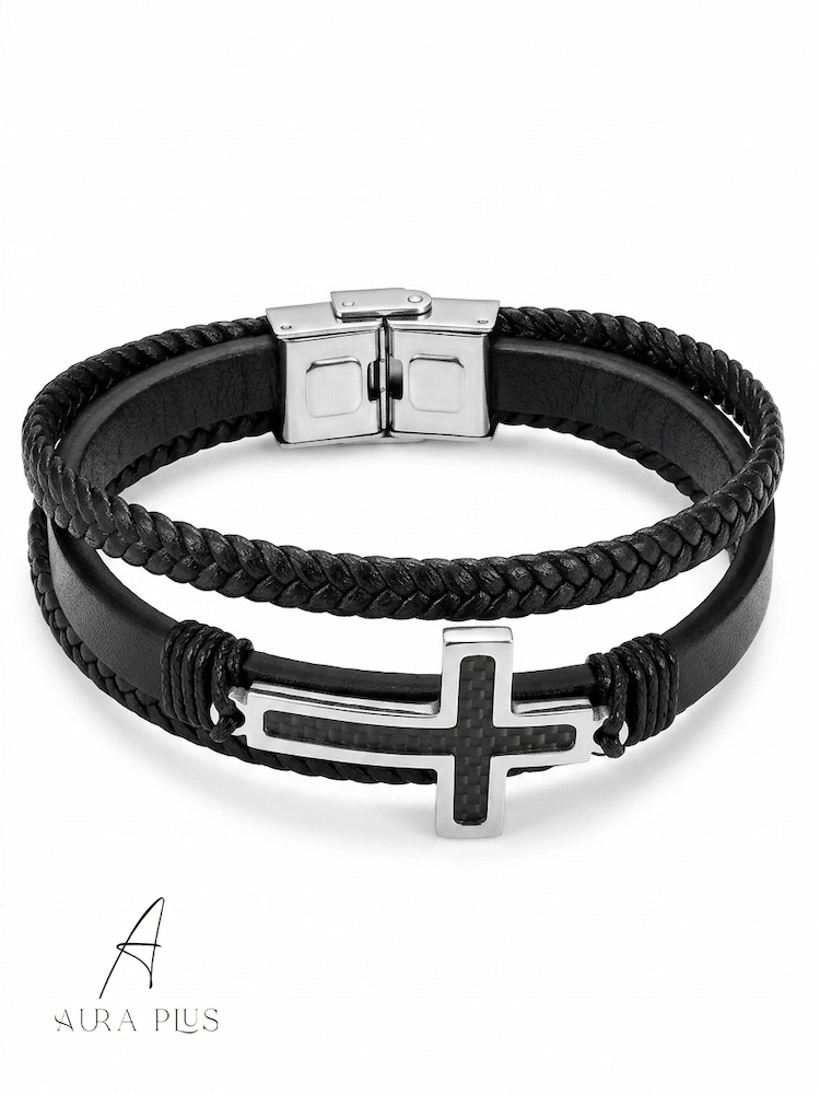 Silver Carbon Cross Wrap